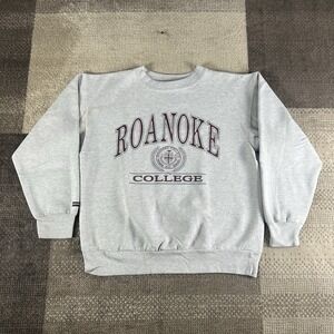 Vintage Roanoke College Sweatshirt Crewneck Mens Size L Made In USA Gray‎